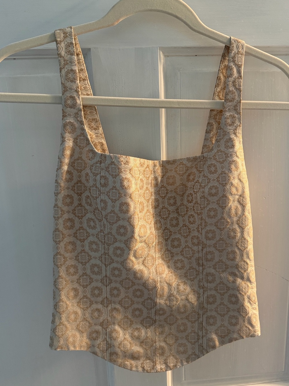 Reformation Beige Patterned Square Neck Tank size 4